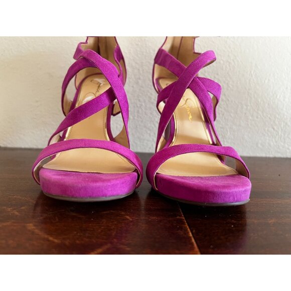 Jessica Simpson Stiletto Heels 8M Pink Strappy Womens Open Toe - Picture 4 of 8